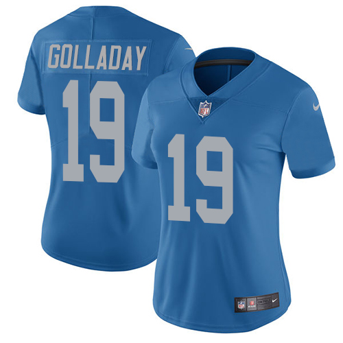 Nike Lions #19 Kenny Golladay Blue Throwback Women's Stitched NFL Vapor Untouchable Limited Jersey - Click Image to Close